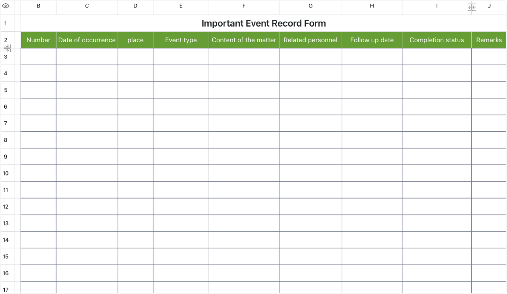 Personal daily event statistics table 1